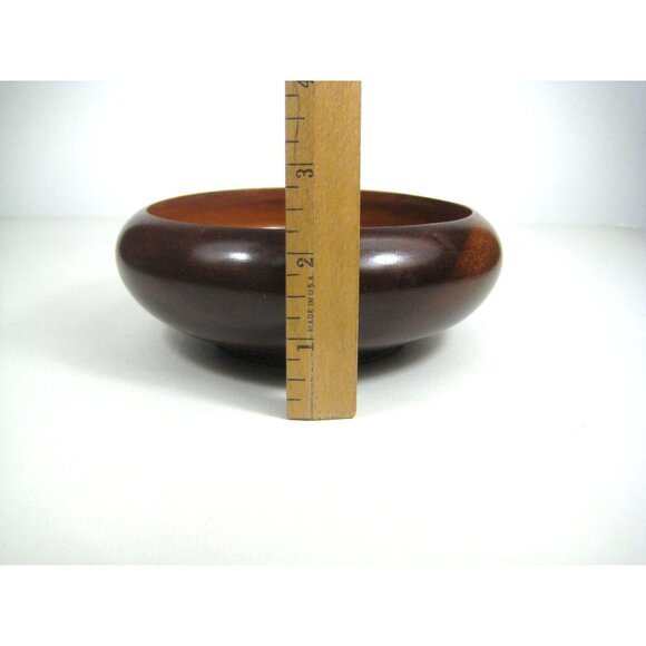 Handcrafted Vintage Wooden Bowl 6 Diameter Round Decor Dish Mid Century - Picture 4 of 11